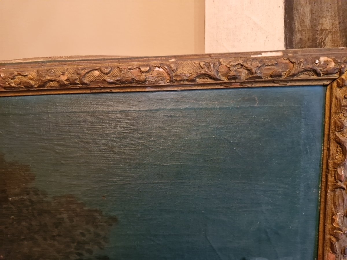 Peinture scène galante Époque XIX Ème S -photo-4