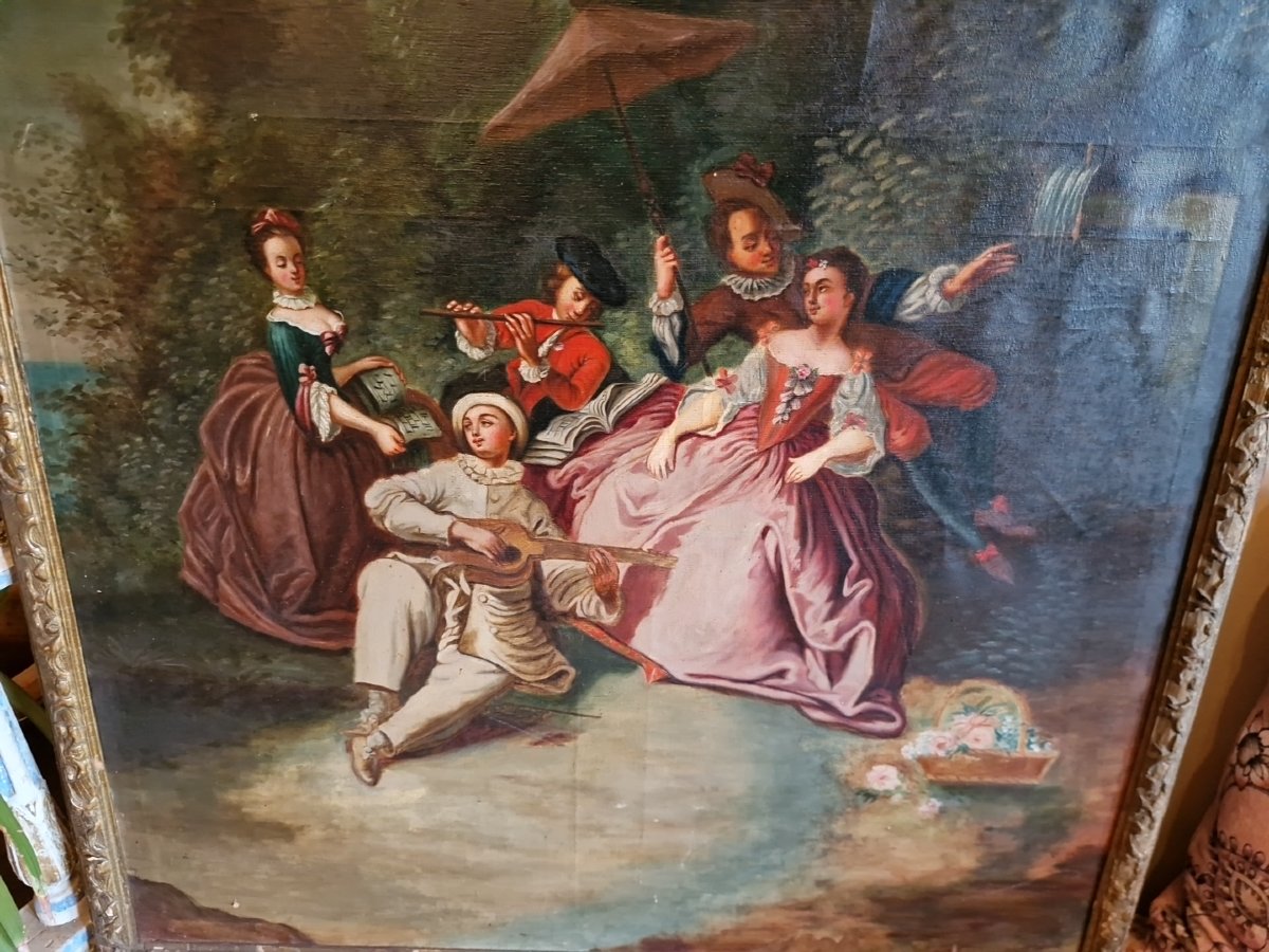 Peinture scène galante Époque XIX Ème S -photo-1