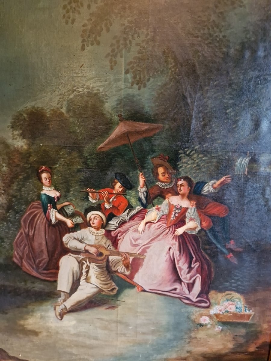 Peinture scène galante Époque XIX Ème S -photo-2