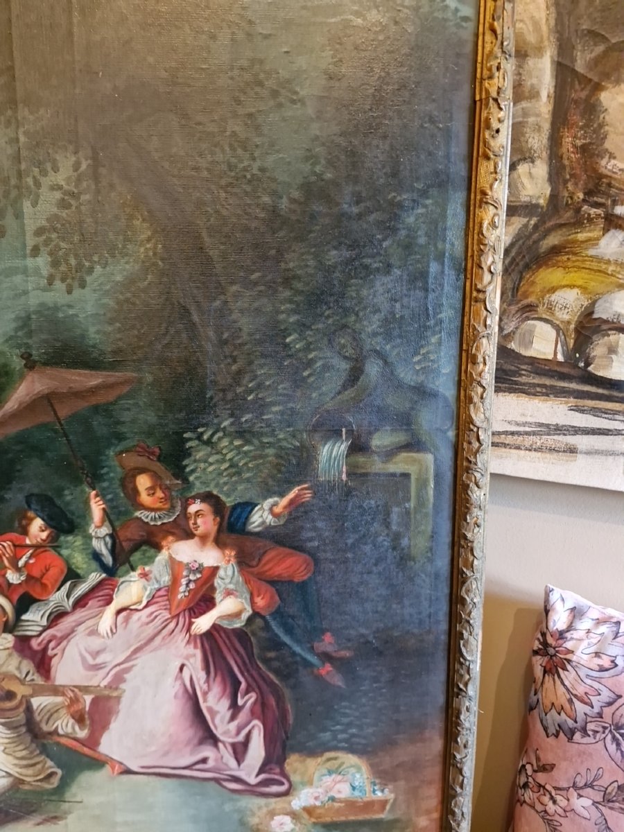 Peinture scène galante Époque XIX Ème S -photo-3
