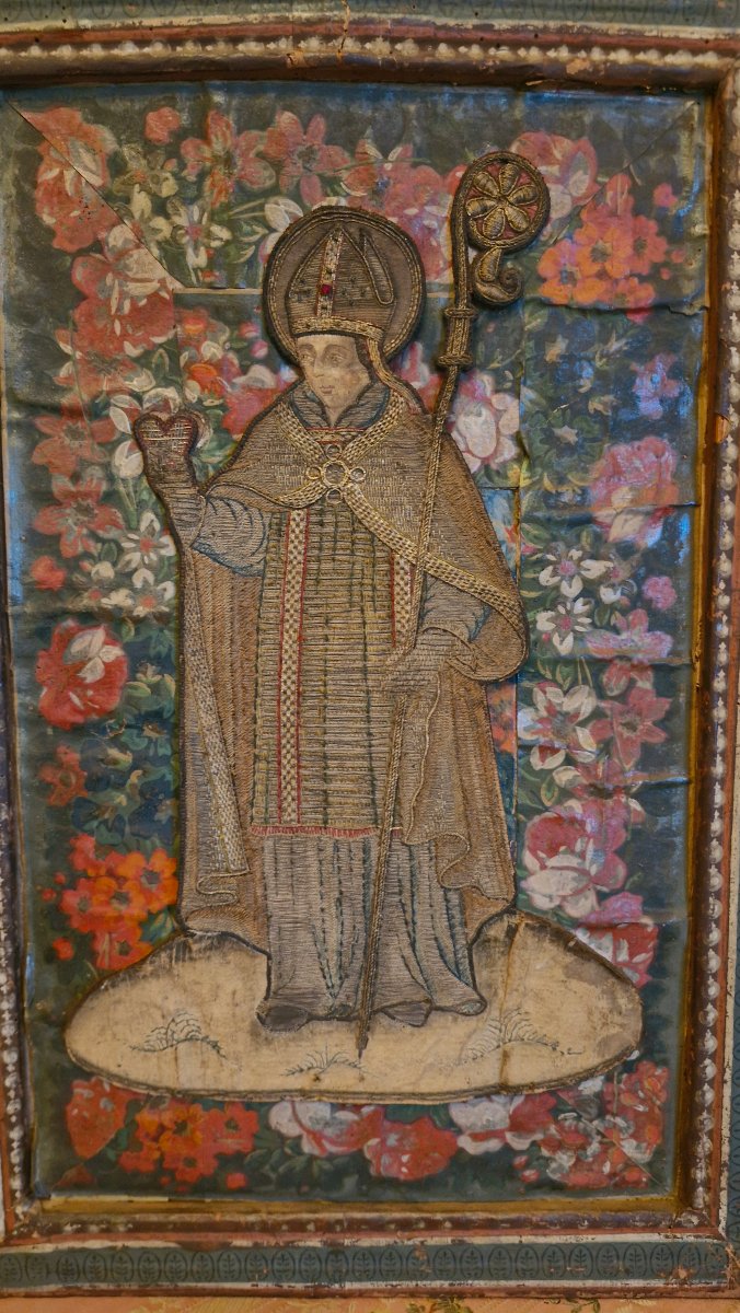Embroidery Depicting A Bishop, 18th Century -photo-2