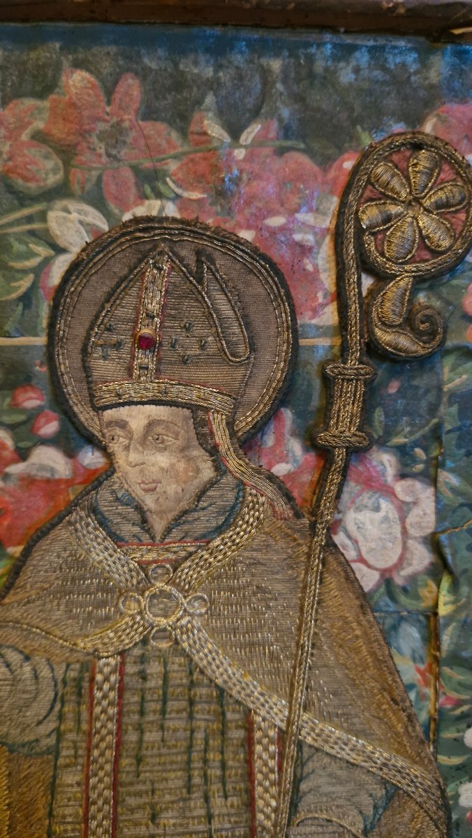 Embroidery Depicting A Bishop, 18th Century -photo-4