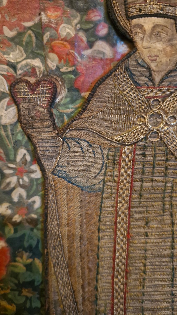 Embroidery Depicting A Bishop, 18th Century -photo-1