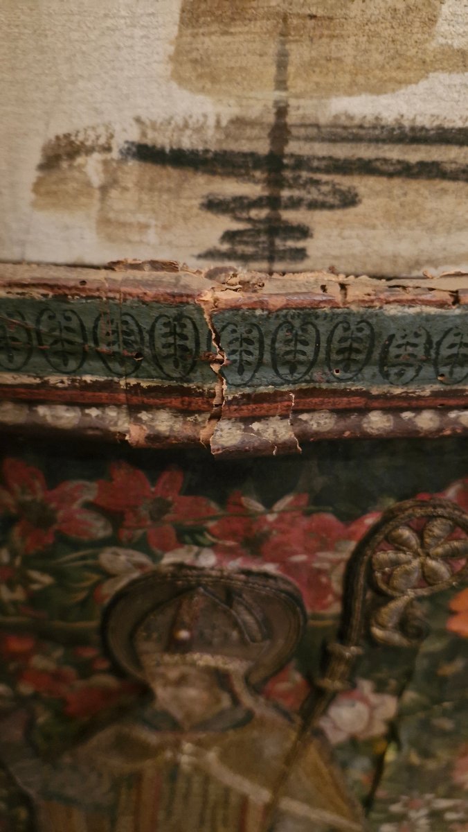 Embroidery Depicting A Bishop, 18th Century -photo-3
