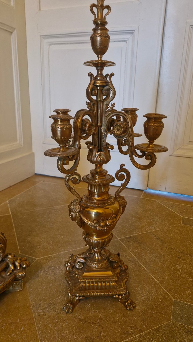 Garniture de cheminée en bronze Napoléon III -photo-4