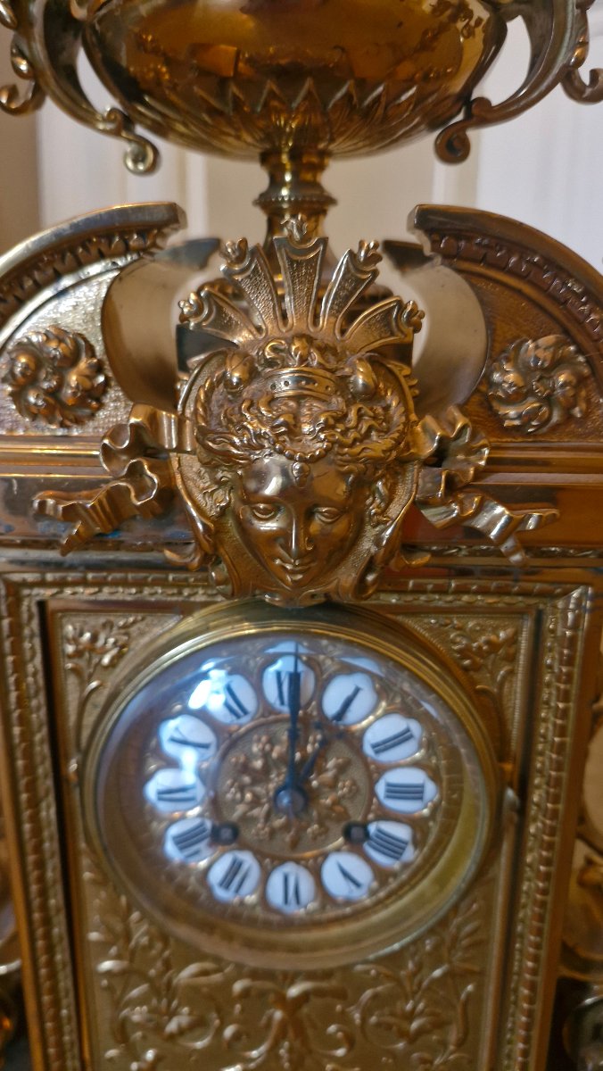 Garniture de cheminée en bronze Napoléon III -photo-3