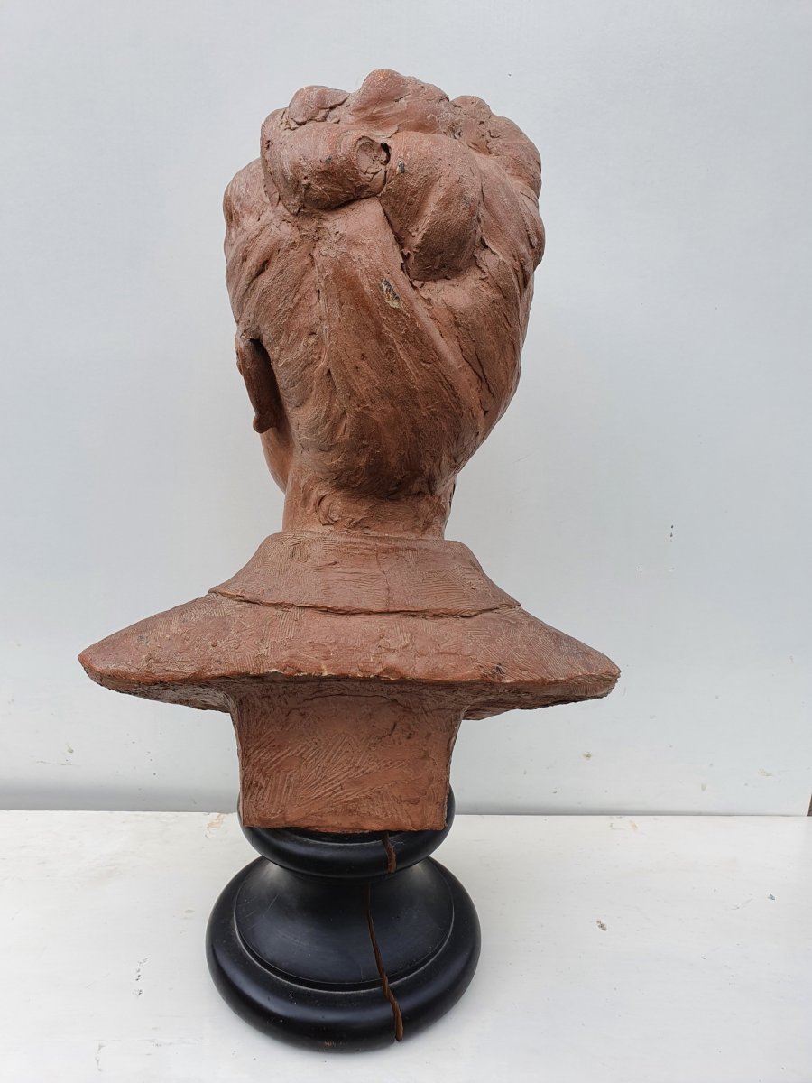 Buste De Femme En Terre Cuite, XIX ème S-photo-1