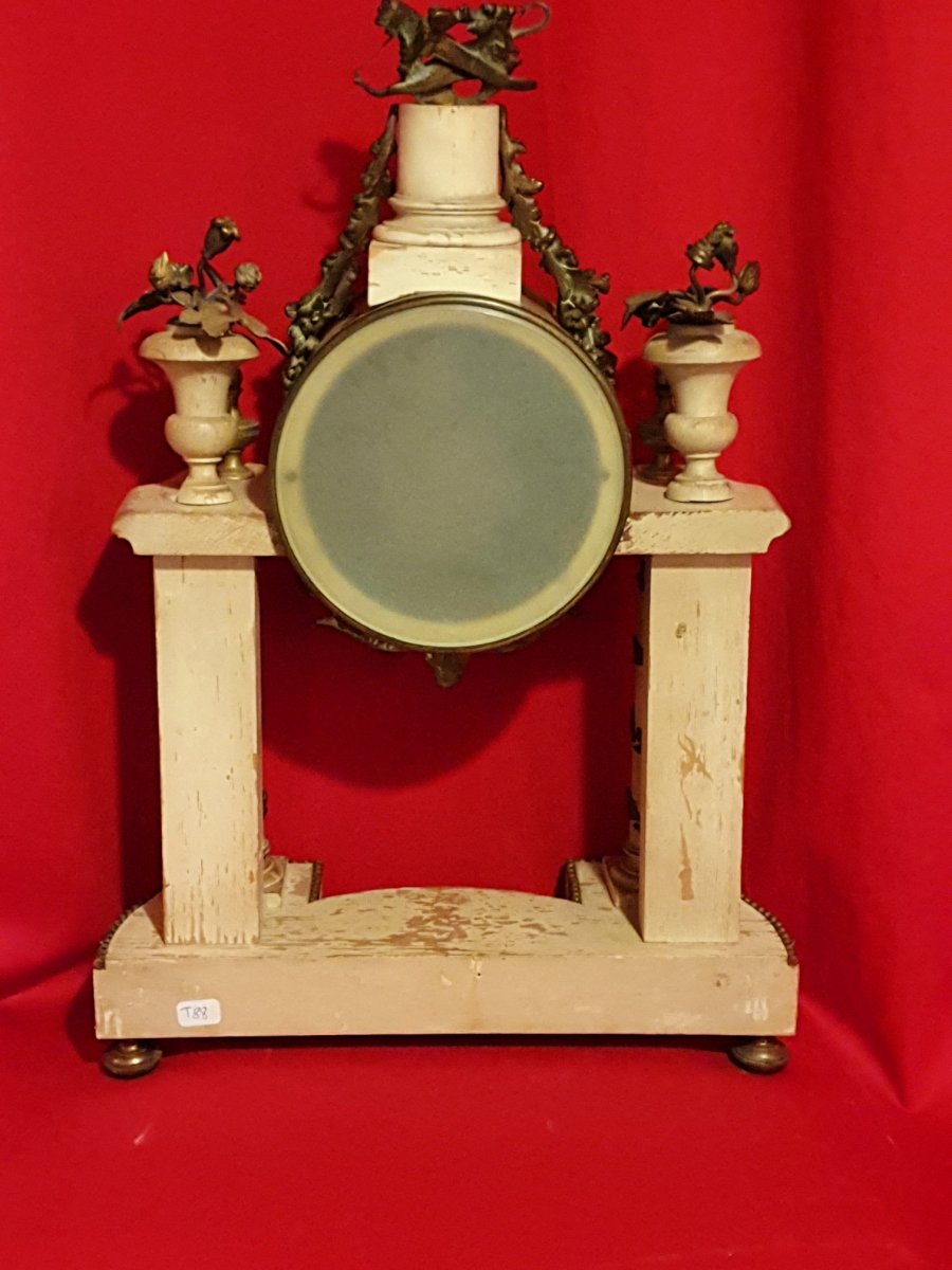 Louis XVI Clock, Patinated Wood And Bronze-photo-3