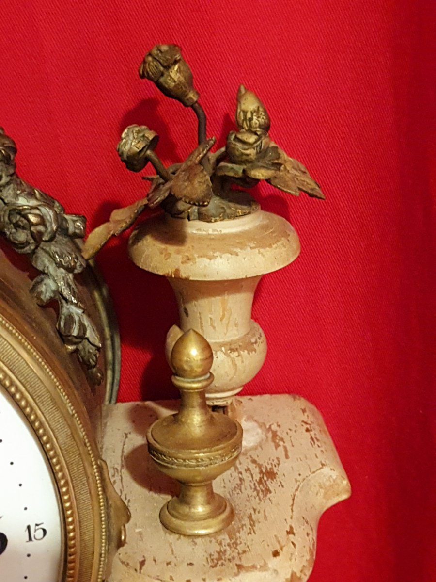 Louis XVI Clock, Patinated Wood And Bronze-photo-4