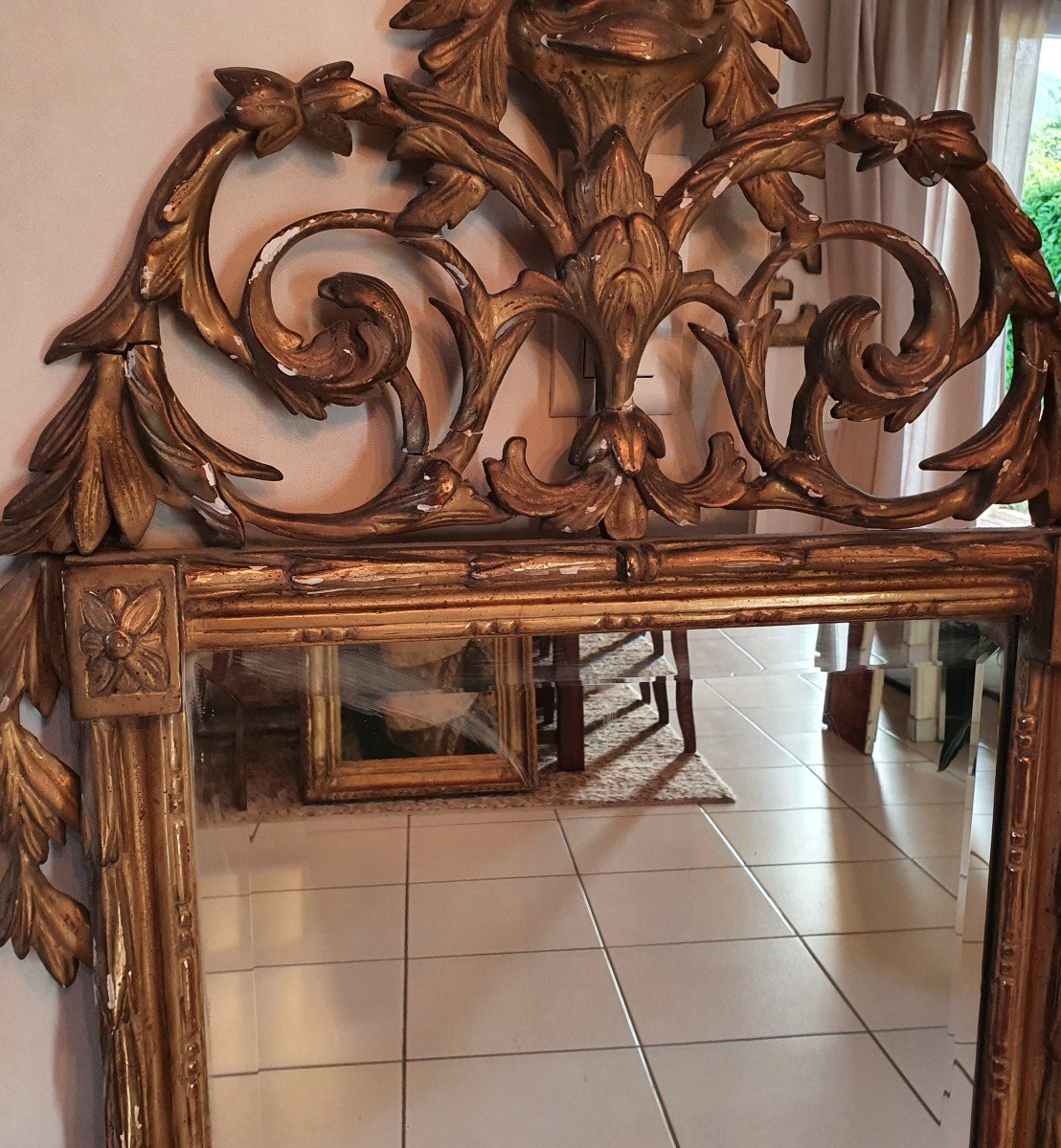 Miroir En Bois Doré Louis XVI -photo-3