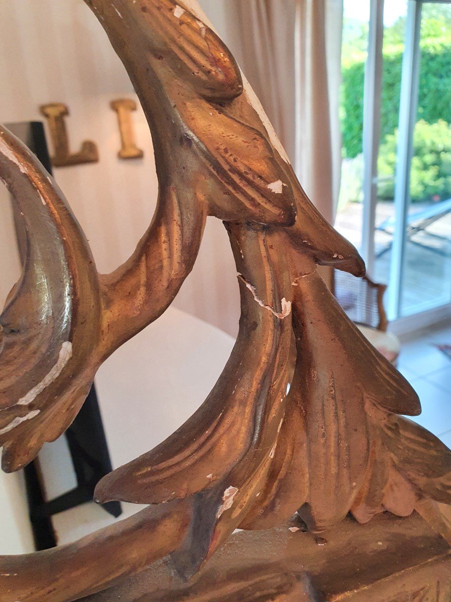 Miroir En Bois Doré Louis XVI -photo-4