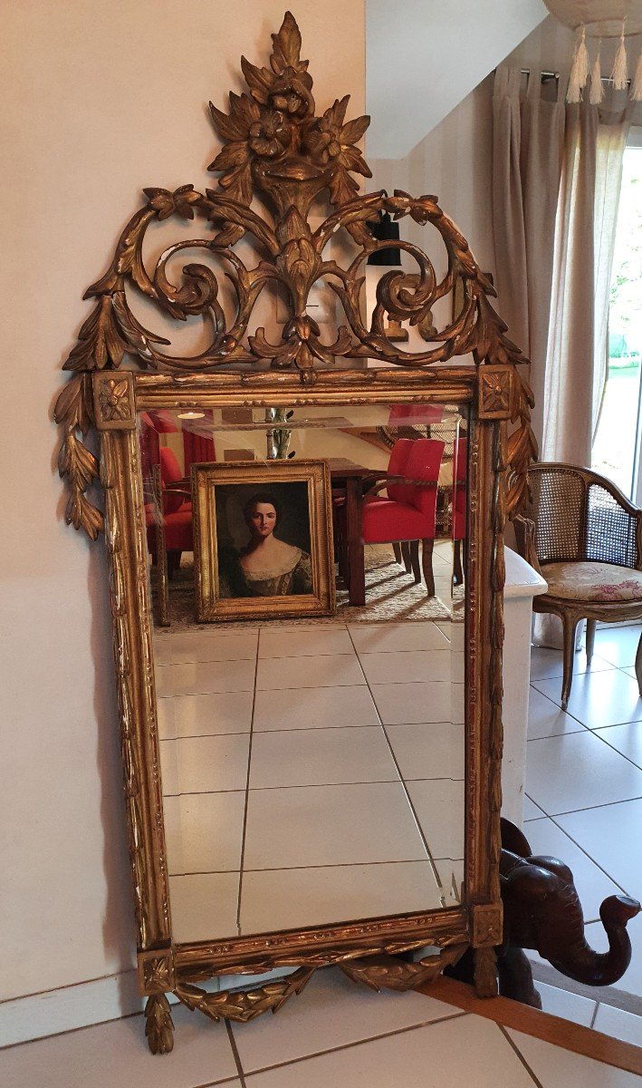 Miroir En Bois Doré Louis XVI 