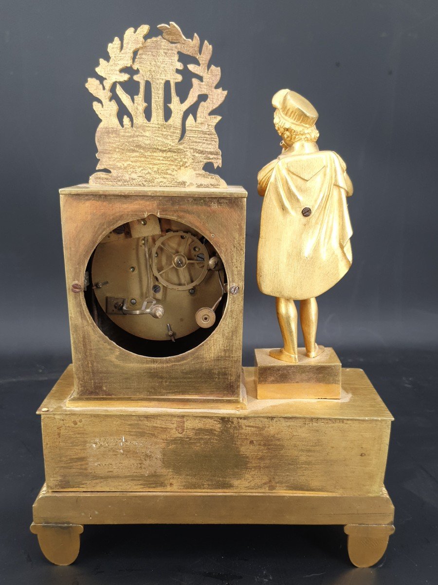 Horloge Empire En Bronze Doré, Hauteur 27 Cm-photo-4