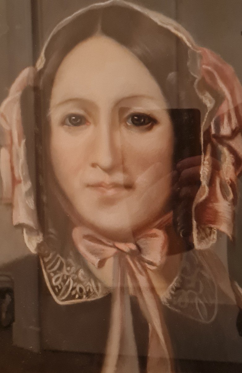 XIX Th S, Pastel Portrait Of Woman-photo-3
