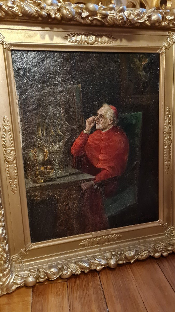 P.kuhn, Peinture Religieuse Représentant Un Cardinal-photo-2