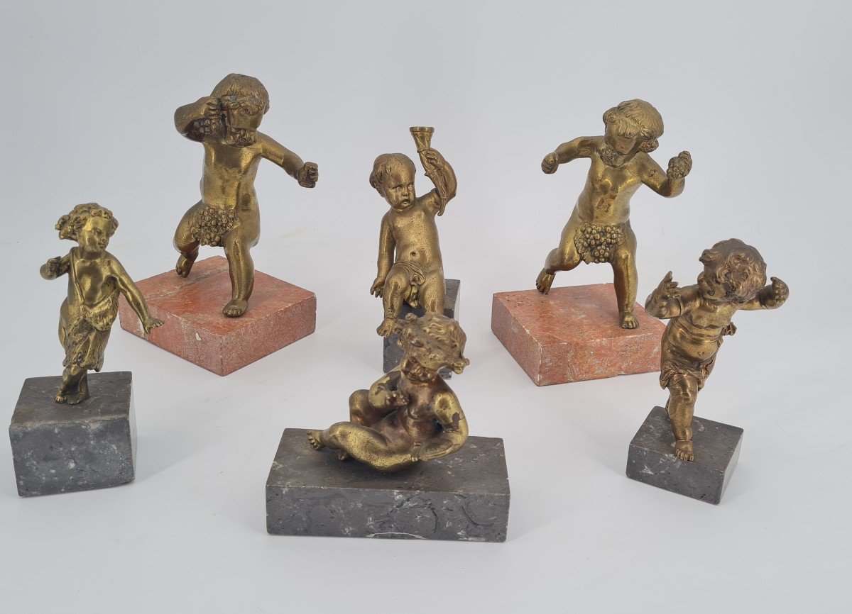 Lot De 6 Angelots En Bronze XIX ème Siècle 