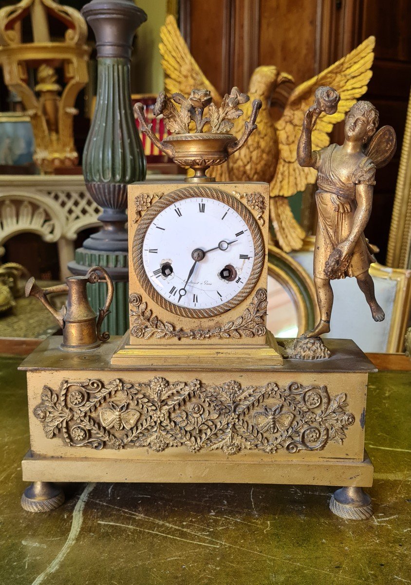 Empire Clock In Gilt Bronze XIXth S