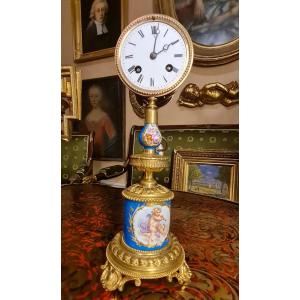 Sèvres Porcelain Clock, Napoleon III Gilt Bronze Mount