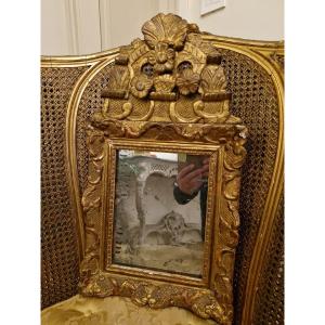 18th Century, Vanity Mirror In Golden Wood