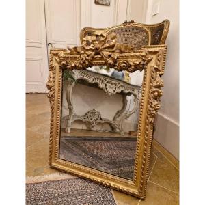 Louis XVI Period Carved Golden Wood Mirror 