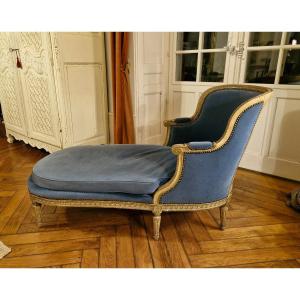 Louis XVI Style Daybed In Gray Lacquered Wood 