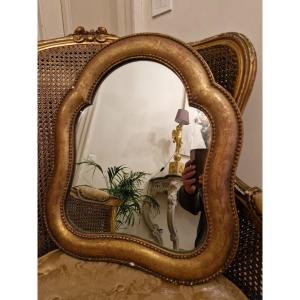 Miroir De Courtoisie En Bois Doré d'époque Napoléon III 