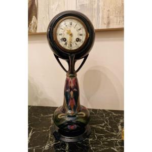 Zuid Gouda Holland, Art Nouveau Earthenware Clock 
