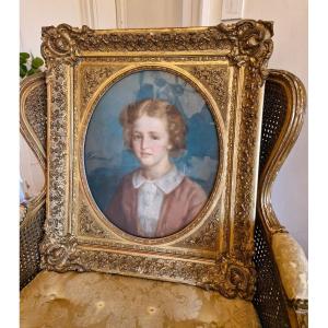 Portrait De Fille, Pastel, XIX ème S 