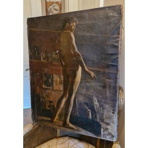 Fin XIX ème S, Nu d'Atelier Huile Sur Toile 