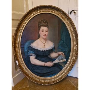 Huile Sur Toile Portrait De Femme