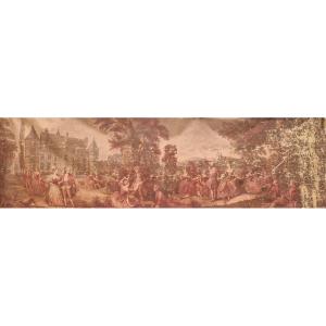 Oil On Canvas Of A Castle, Romantic Scene 