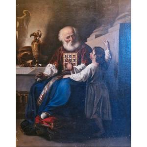 Oil Painting On Canvas Religious 19th Century 