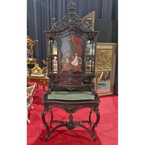 Blackened Wooden Cabinet With Napoleon III Cherub Decor 