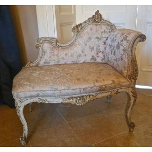 Fauteuil de style Louis XV laqué et doré Napoléon III 