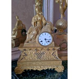 Horloge en bronze, femme chinoise XIX Ème S 