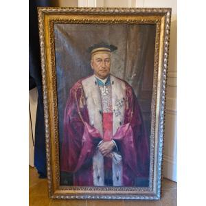 Portrait d'un religieux, huile sur toile encadrée 