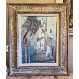 Huile sur toile orientaliste encadrée, signée