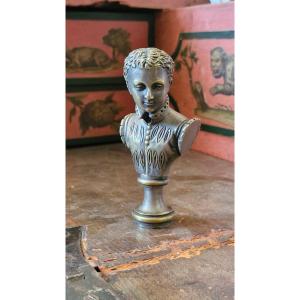 Silver-plated Bronze Seal Featuring A Male Bust