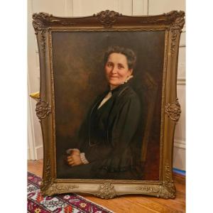 Portrait Of A Framed Woman, Oil On Canvas