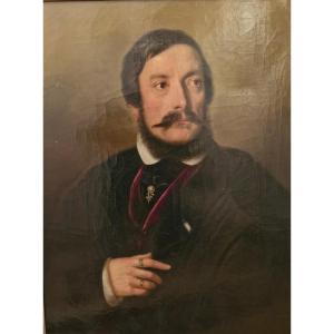 Portrait d'Homme, Oil On Canvas 19th Century