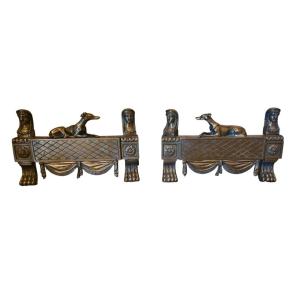 Pair Of 19th-century Empire-style Bronze Andirons