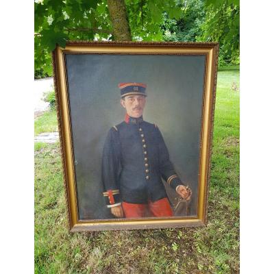 Portrait d'Un Militaire Daté 1915, Signé Renaux