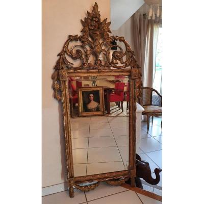 Miroir En Bois Doré Louis XVI 