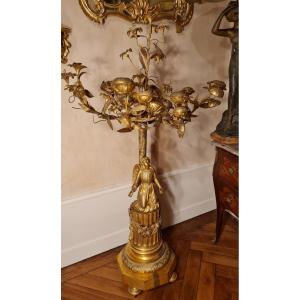 Religious Candlestick Brass And Bronze, XIXth S