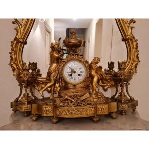 F.barbedienne, Gilt Bronze Fireplace Trim