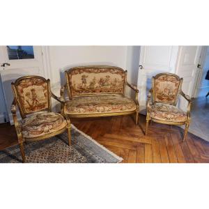 Golden Wood Living Room, Louis XVI Napoleon III Style