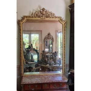 Grand Miroir En Bois Doré Napoléon III 