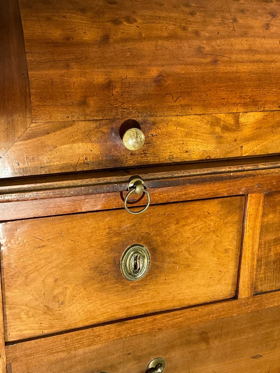 Petit Bureau à Cylindre-bibliothèque Louis XVI en acajou Blond. -photo-1