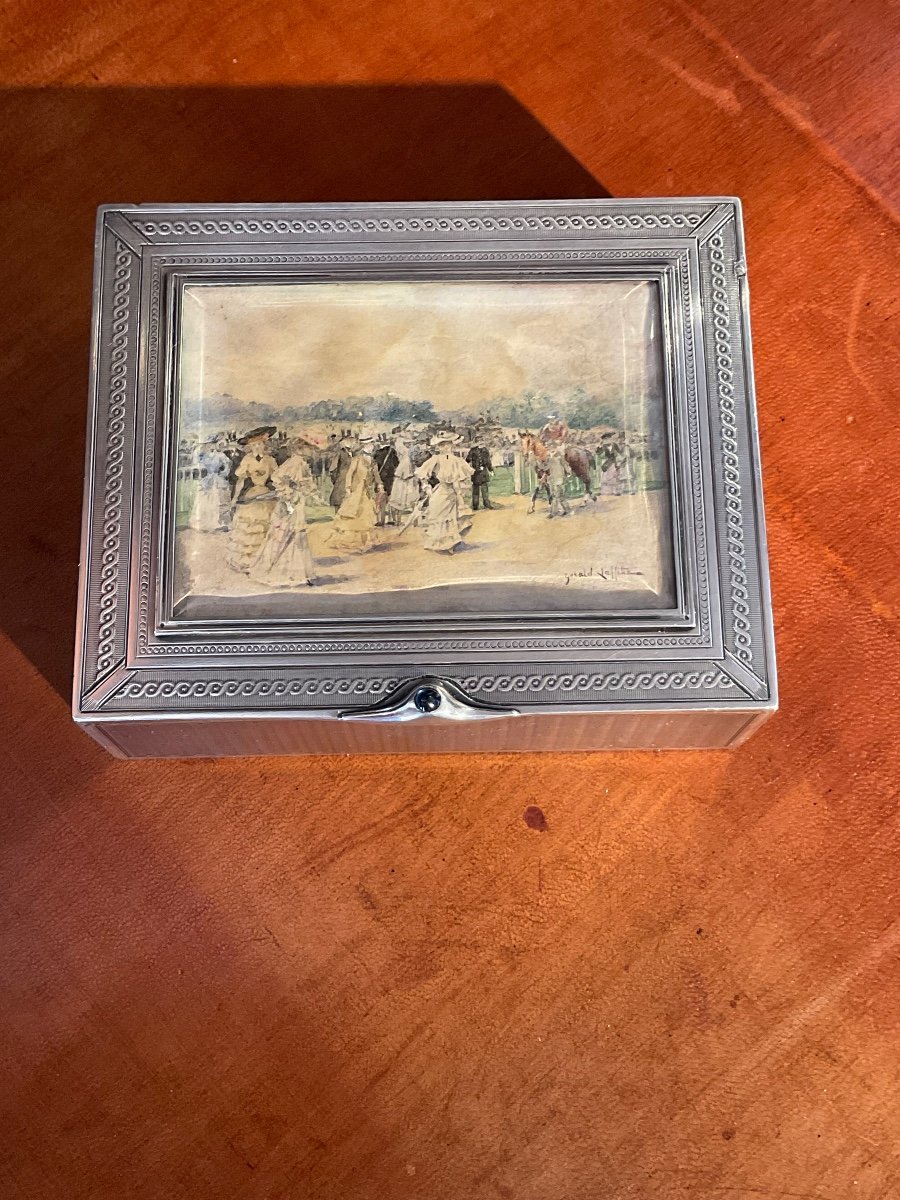 Boîte En Argent Risler Et Carré. Aquarelle De Gérald Laffite. -photo-1