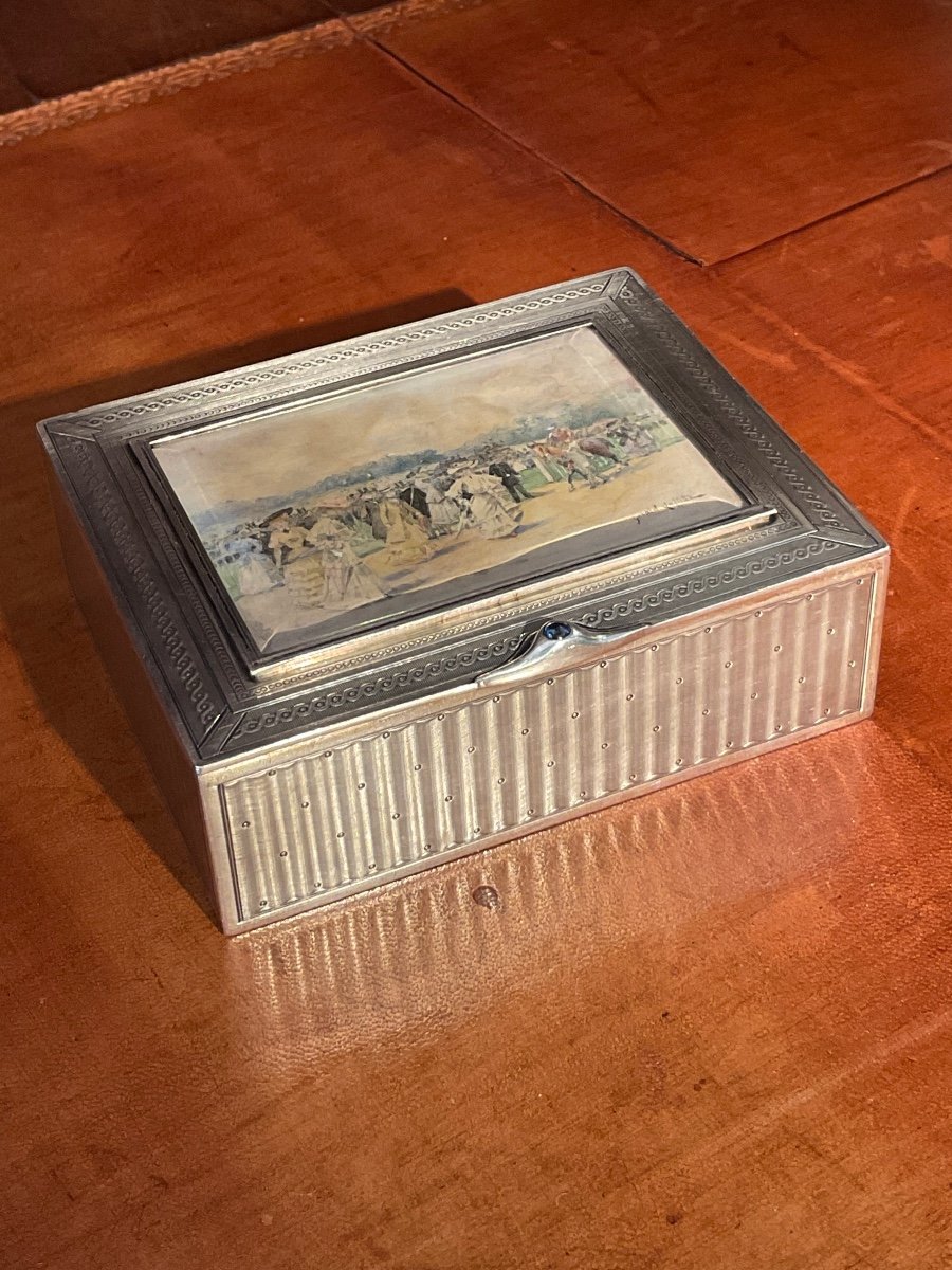 Boîte En Argent Risler Et Carré. Aquarelle De Gérald Laffite. -photo-8